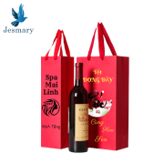 TÚI VẢI KHÔNG DỆT ĐỰNG RƯỢU MÀU ĐỎ GIÁ RẺ IN LOGO THEO YÊU CẦU